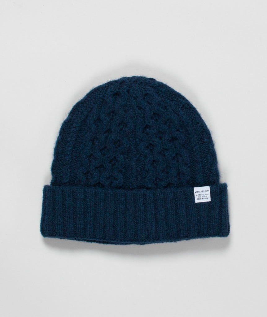 Navy Cable Knit Beanie