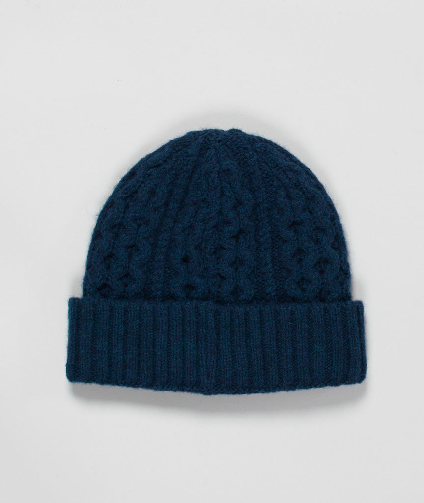 Navy Cable Knit Beanie